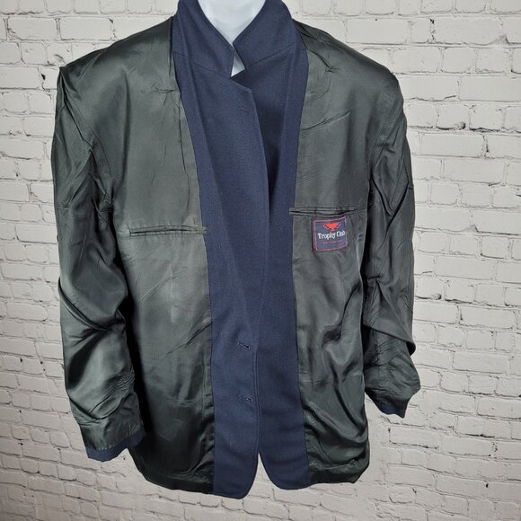 Trophy Club Navy 2 Gold Button Single Vented Notch Blazer Sport Coat 43R - Picture 5 of 15